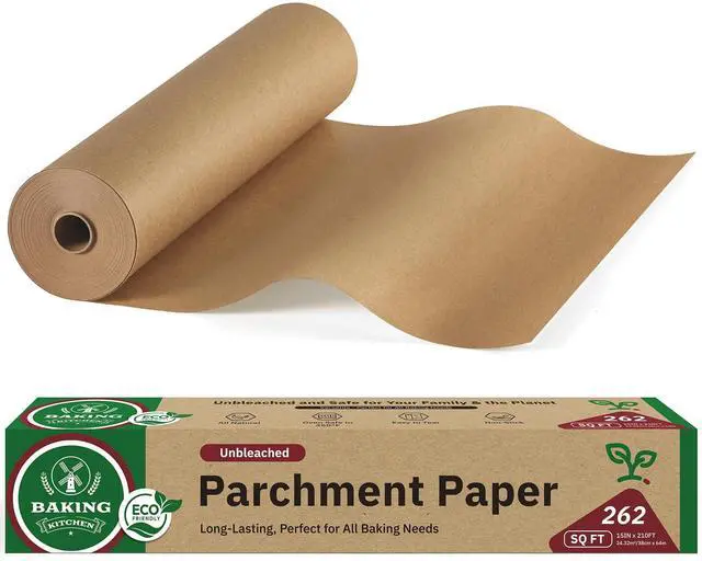 Main image of Unbleached 15in x 210ft Parchment Paper Roll for Baking- 262 Sq.Ft with Built-in Metal Cutter, Non-Stick & 450°F Safe for Baking,Cooking, Air Fryer, Grilling, Meal Prep