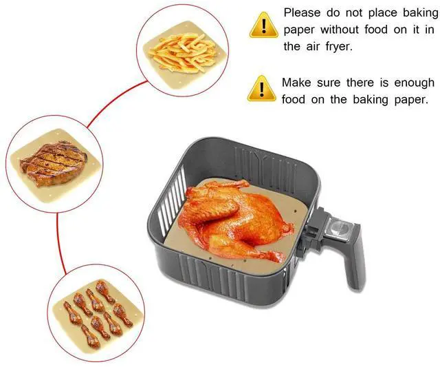 Alt view image 4 of 7 - Air Fryer Parchment Paper Liners11"×11" Square 100Pcs Unbleached Compatible with XXXL Air Fryer,Perfect for 8.5QT/9.5QT/10QT Or Bigger Air Fryers (Brown)