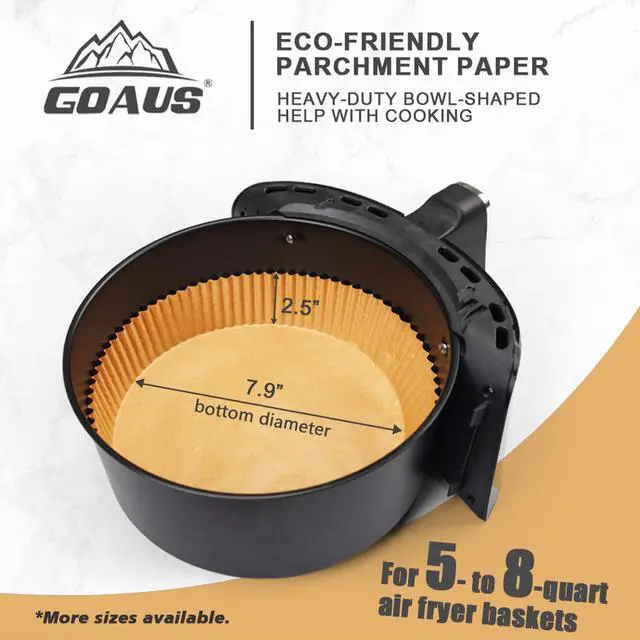 Alt view image 3 of 6 - Fryer Round Paper Liners Disposable 150 Pcs for 5 to 8 Qt Basket, 7.9 Inch Unbleached Non-stick Oil-proof Parchment Paper