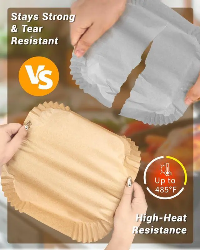 Alt view image 2 of 7 - 500Pcs Air Fryer Paper Liners, 8 Square Disposable Parchment Paper Liner for 5-8 QT Air Fryer, Non-Stick, Oil Proof Unbleached Airfryer for Baking, Roasting Microwave