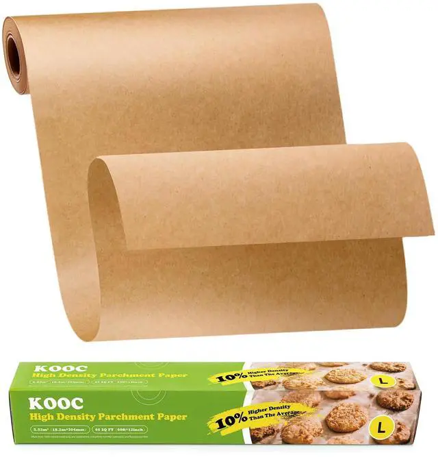 Main image of Feet Parchment Paper Roll - 12-Inch Width, Non-Stick, Unbleached Baking Paper - Ideal for Baking, Cooking, and Food Preparation - 60 Square Feet Coverage - Compostable, High Density