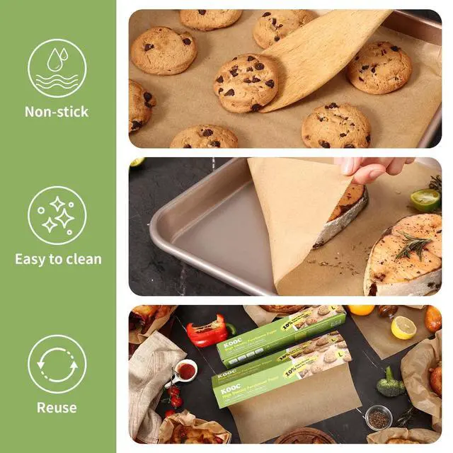 Alt view image 5 of 6 - Feet Parchment Paper Roll - 12-Inch Width, Non-Stick, Unbleached Baking Paper - Ideal for Baking, Cooking, and Food Preparation - 60 Square Feet Coverage - Compostable, High Density
