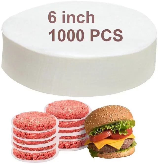 Main image of 1000pcs 6 Inch Hamburger Patty Paper Rounds White Parchment Paper Non-Stick Food Grade Burger Paper Sheets for Burger Press/Separating Frozen Patties (6")