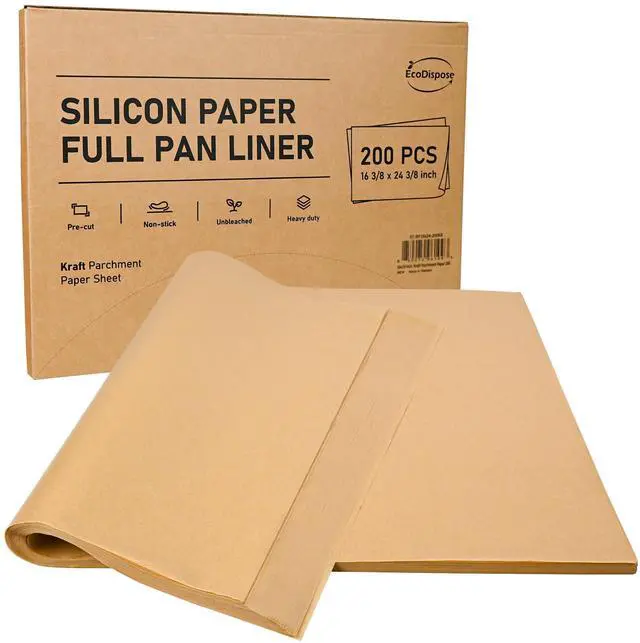 Main image of Stick Precut Parchment Paper Baking Sheets Full Pan liner for Bake (16-3/8" x 24-3/8",Unbleached,200PCS)