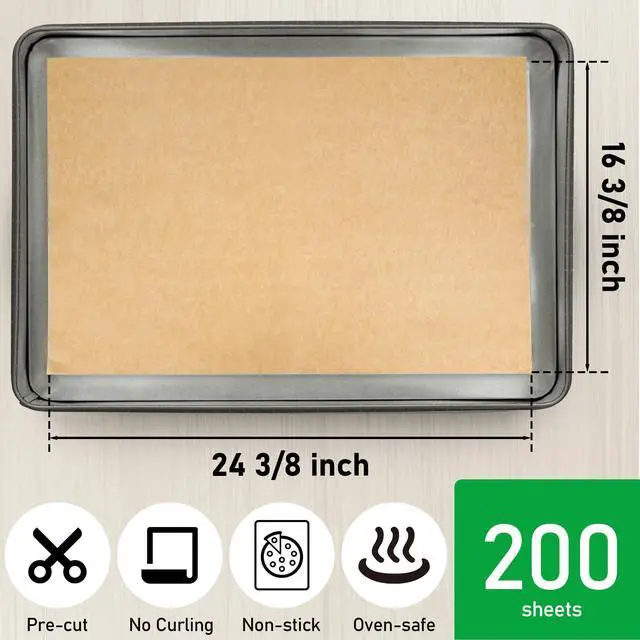 Alt view image 2 of 7 - Stick Precut Parchment Paper Baking Sheets Full Pan liner for Bake (16-3/8" x 24-3/8",Unbleached,200PCS)