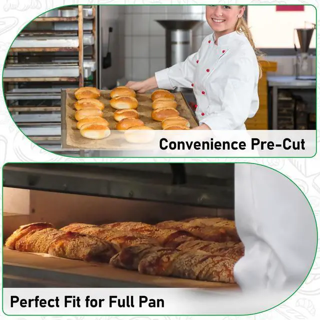 Alt view image 4 of 7 - Stick Precut Parchment Paper Baking Sheets Full Pan liner for Bake (16-3/8" x 24-3/8",Unbleached,200PCS)