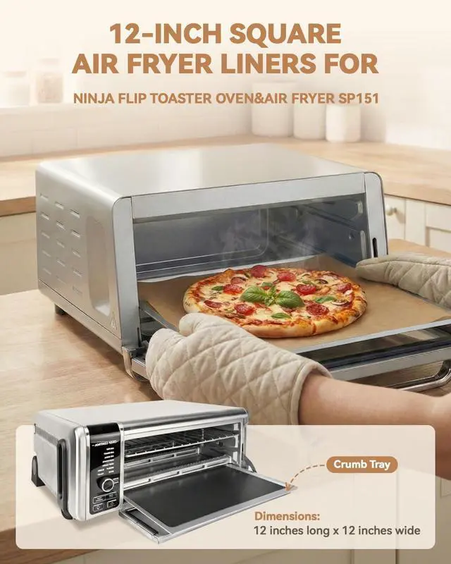 Alt view image 2 of 7 - 140PCS Air Fryer Liners for Ninja Flip Toaster Oven & Air Fryer SP151