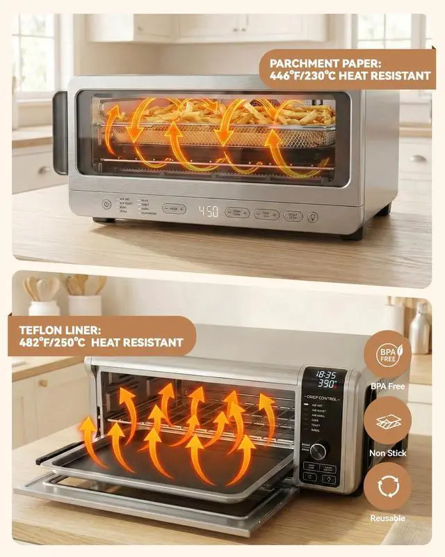 Alt view image 4 of 7 - 140PCS Air Fryer Liners for Ninja Flip Toaster Oven & Air Fryer SP151