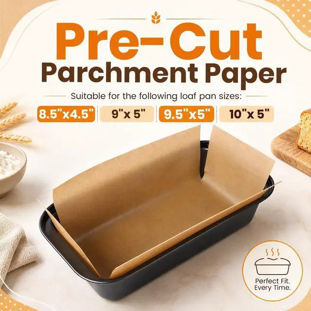 Alt view image 2 of 7 - Loaf Pan Liners, 100Pcs Non-Stick Parchment Paper Bread Pan Liners for Baking Bread 9x5, 8.5x4.5 and 10x5 Inch Loaf Pan