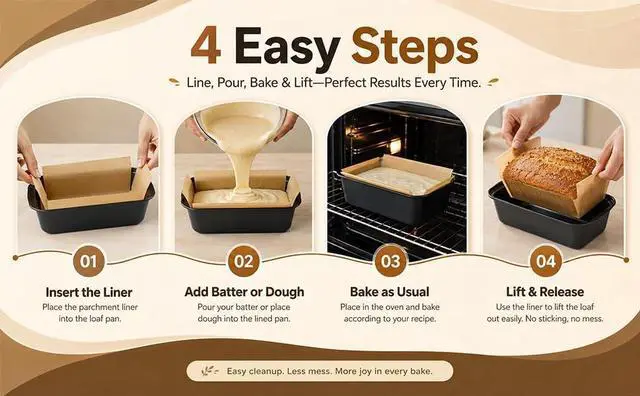 Alt view image 5 of 7 - Loaf Pan Liners, 100Pcs Non-Stick Parchment Paper Bread Pan Liners for Baking Bread 9x5, 8.5x4.5 and 10x5 Inch Loaf Pan