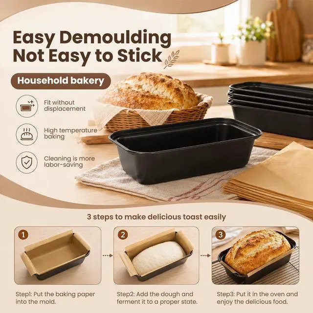 Alt view image 7 of 7 - Loaf Pan Liners, 100Pcs Non-Stick Parchment Paper Bread Pan Liners for Baking Bread 9x5, 8.5x4.5 and 10x5 Inch Loaf Pan