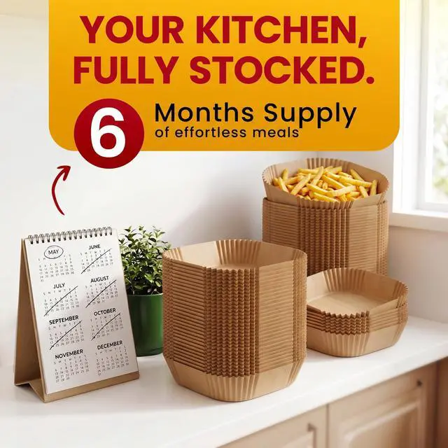 Alt view image 2 of 7 - 400Pcs Air Fryer Liners Disposable, Non-Stick and Oil Proof for Easy Cleanup Airfryer Liners, 8 Square for 5-8 qt Basket