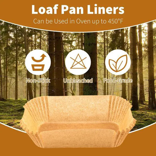 Alt view image 2 of 7 - 100 Pcs Loaf Pan Liners for Baking Bread 9x5 Inch, Disposable Non-Stick Bread Pan Liners, Pre Formed Rectangle Parchment Paper, Perfect for Baking Banana Bread, Cakes, Sourdough Bread(Brown)