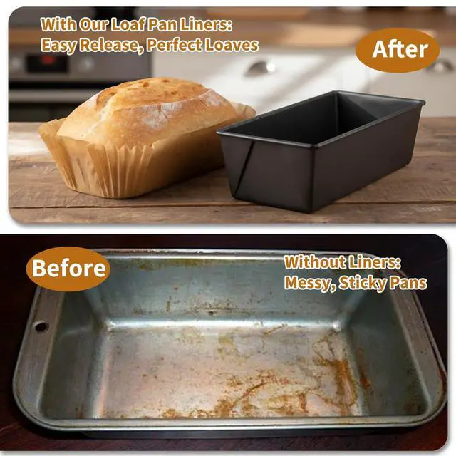 Alt view image 3 of 7 - 100 Pcs Loaf Pan Liners for Baking Bread 9x5 Inch, Disposable Non-Stick Bread Pan Liners, Pre Formed Rectangle Parchment Paper, Perfect for Baking Banana Bread, Cakes, Sourdough Bread(Brown)