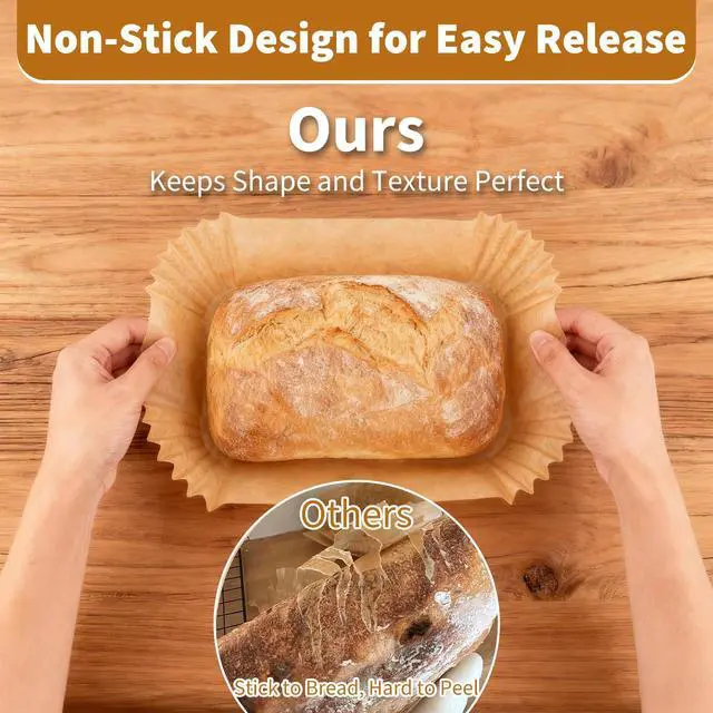Alt view image 4 of 7 - 100 Pcs Loaf Pan Liners for Baking Bread 9x5 Inch, Disposable Non-Stick Bread Pan Liners, Pre Formed Rectangle Parchment Paper, Perfect for Baking Banana Bread, Cakes, Sourdough Bread(Brown)