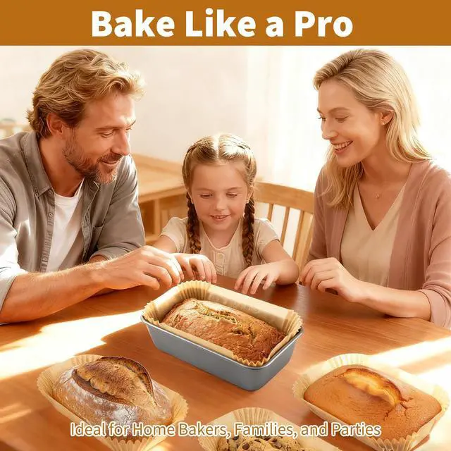 Alt view image 7 of 7 - 100 Pcs Loaf Pan Liners for Baking Bread 9x5 Inch, Disposable Non-Stick Bread Pan Liners, Pre Formed Rectangle Parchment Paper, Perfect for Baking Banana Bread, Cakes, Sourdough Bread(Brown)