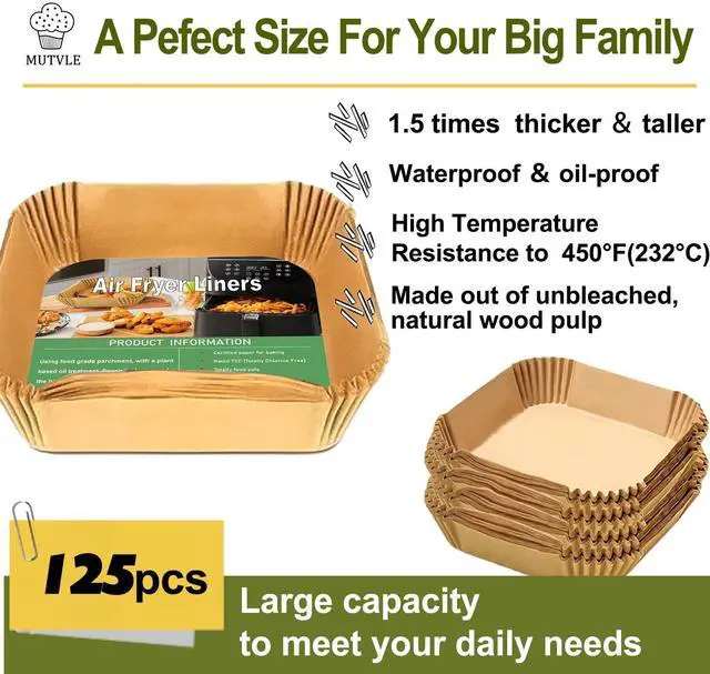 Alt view image 5 of 7 - Air Fryer Liners Disposable for CHEFMAN Air Fryer 9 Qt, Power XL Air Fryer Liners, 6 qt 8QT Air Fyrer Liners, 9.5 inch Parchment Paper Liners for 10 Qt 12-Quart Air Fryer Oven