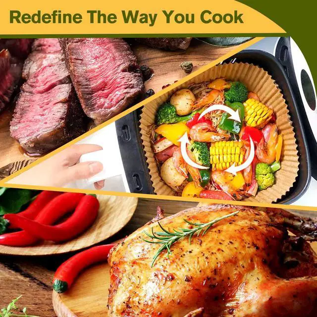 Alt view image 7 of 7 - Air Fryer Liners Disposable for CHEFMAN Air Fryer 9 Qt, Power XL Air Fryer Liners, 6 qt 8QT Air Fyrer Liners, 9.5 inch Parchment Paper Liners for 10 Qt 12-Quart Air Fryer Oven