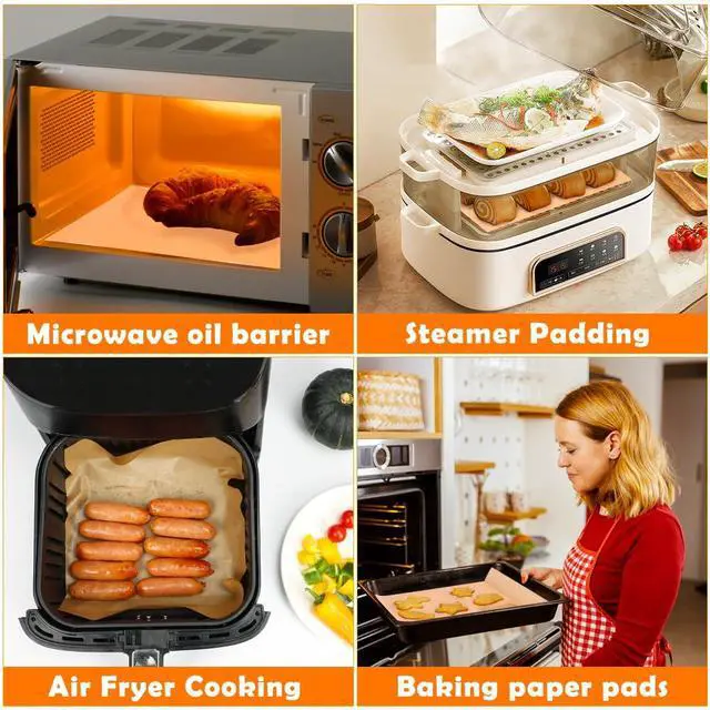 Alt view image 7 of 7 - 9x11 Inch 150PCS Air Fryer Disposable Liners, Unbleached Parchmen Paper