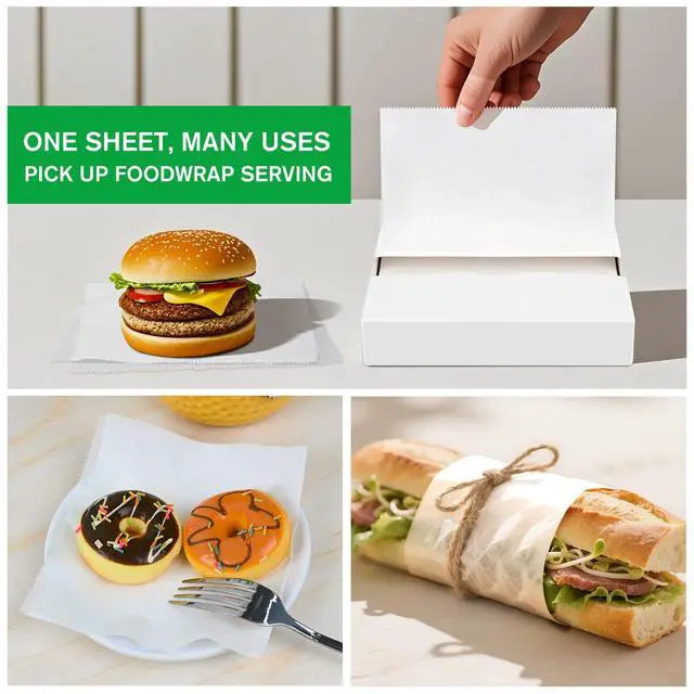 Alt view image 7 of 7 - Precut POP UP Deli Paper Sheet Pack of 200, Interfolded Heavy Paper for Food Wrap and Serving (6" x 10-1/2", White