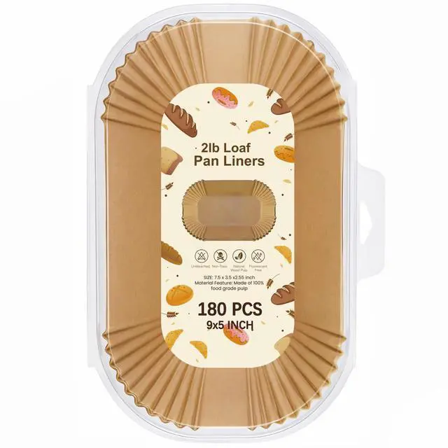 Main image of Loaf Pan Liners for Baking Bread 9x5 Inch - 180 PCS Non-Stick Parchment Paper Liners - Disposable Bread Pans Liner for Sourdough Bread, Banana Bread, Cakes, Baking Accessories