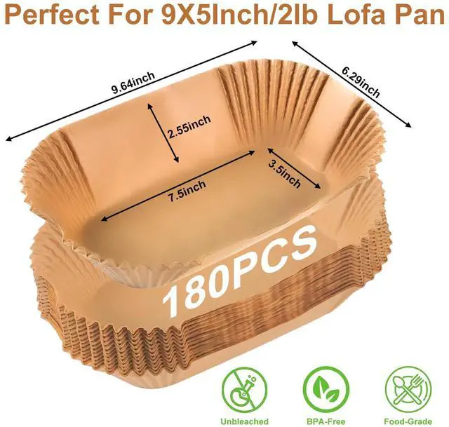 Alt view image 2 of 6 - Loaf Pan Liners for Baking Bread 9x5 Inch - 180 PCS Non-Stick Parchment Paper Liners - Disposable Bread Pans Liner for Sourdough Bread, Banana Bread, Cakes, Baking Accessories