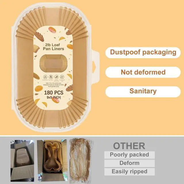 Alt view image 5 of 6 - Loaf Pan Liners for Baking Bread 9x5 Inch - 180 PCS Non-Stick Parchment Paper Liners - Disposable Bread Pans Liner for Sourdough Bread, Banana Bread, Cakes, Baking Accessories