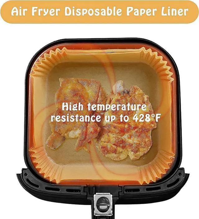 Alt view image 4 of 6 - Air Fryer Liners Disposable Compatible with COSORI Air Fryer 6 Qt, 125 Pcs Unbleached Parchment Paper for 5-8 Qt 8 Inch Square Parchment Paper for Baking Non-Stick