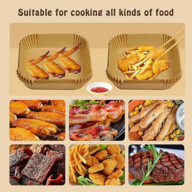 Alt view image 5 of 6 - Air Fryer Liners Disposable Compatible with COSORI Air Fryer 6 Qt, 125 Pcs Unbleached Parchment Paper for 5-8 Qt 8 Inch Square Parchment Paper for Baking Non-Stick