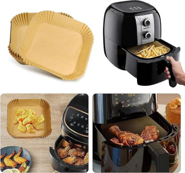 Alt view image 6 of 6 - Air Fryer Liners Disposable Compatible with COSORI Air Fryer 6 Qt, 125 Pcs Unbleached Parchment Paper for 5-8 Qt 8 Inch Square Parchment Paper for Baking Non-Stick