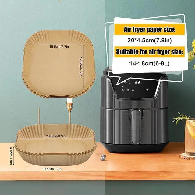 Alt view image 2 of 7 - Air Fryer Paper Liners, 125PCS Non-stick Disposable Liners, Baking Paper for Air Fryer Oil-proof, Water-proof, Food Grade Parchment for Baking Roasting Microwave (8inch-Square)