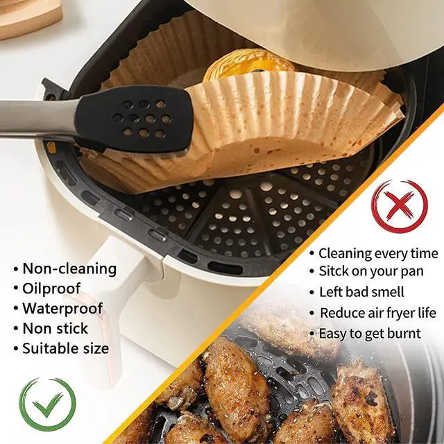 Alt view image 3 of 7 - Air Fryer Paper Liners, 125PCS Non-stick Disposable Liners, Baking Paper for Air Fryer Oil-proof, Water-proof, Food Grade Parchment for Baking Roasting Microwave (8inch-Square)