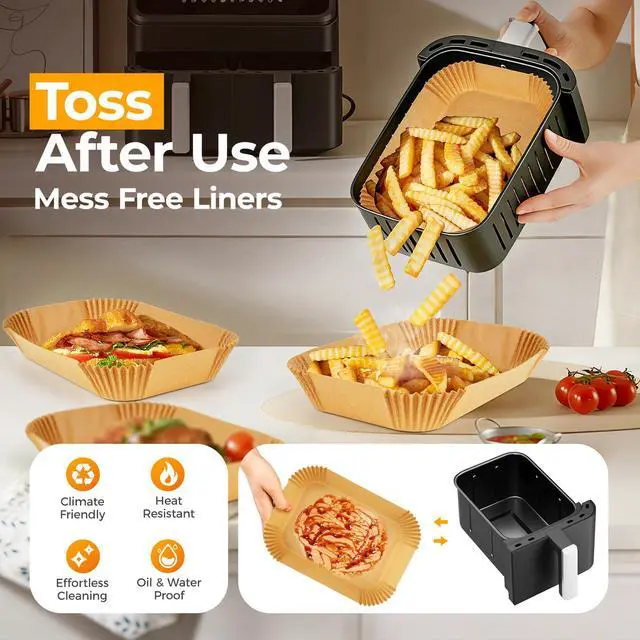 Alt view image 3 of 7 - Rectangle Air Fryer Liners Disposable 200Pcs for Ninja & bella Slim