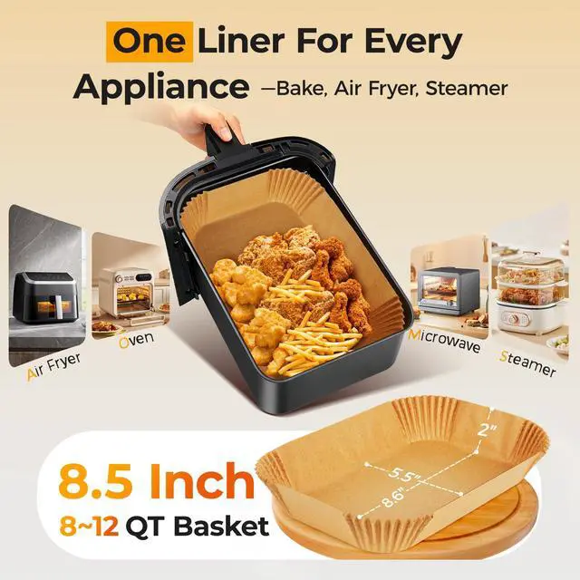 Alt view image 6 of 7 - Rectangle Air Fryer Liners Disposable 200Pcs for Ninja & bella Slim