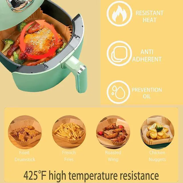 Alt view image 6 of 7 - Air Fryer Paper Liners, 125PCS Non-stick Disposable Liners, Baking Paper for Air Fryer Oil-proof, Water-proof, Food Grade Parchment for Baking Roasting Microwave (8inch-Square)