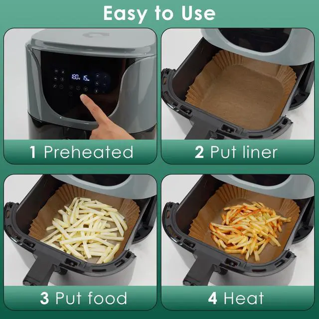 Alt view image 6 of 7 - Small 4.7 Inch Square Air Fryer Liners Disposable for 1-2 Qt