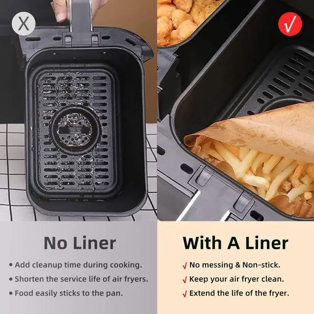 Alt view image 2 of 7 - Air Fryer Disposable Paper Liners for Ninja Dual Airfryer Accessories, Non-Stick Parchment Rectangular for Baking, Oil Proof, Water Proof, for Microwave Oven (100PCS, 8.6in x 5.5in)
