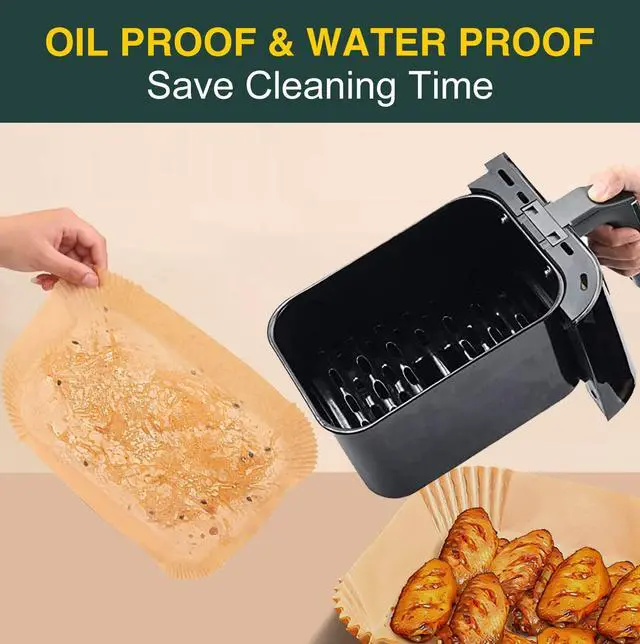Alt view image 3 of 7 - Air Fryer Disposable Paper Liners for Ninja Dual Airfryer Accessories, Non-Stick Parchment Rectangular for Baking, Oil Proof, Water Proof, for Microwave Oven (100PCS, 8.6in x 5.5in)