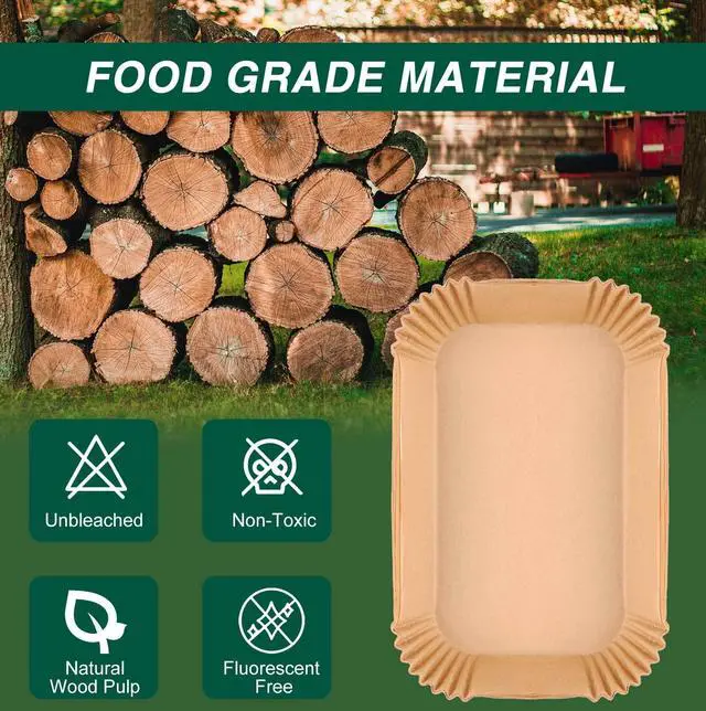Alt view image 5 of 7 - Air Fryer Disposable Paper Liners for Ninja Dual Airfryer Accessories, Non-Stick Parchment Rectangular for Baking, Oil Proof, Water Proof, for Microwave Oven (100PCS, 8.6in x 5.5in)