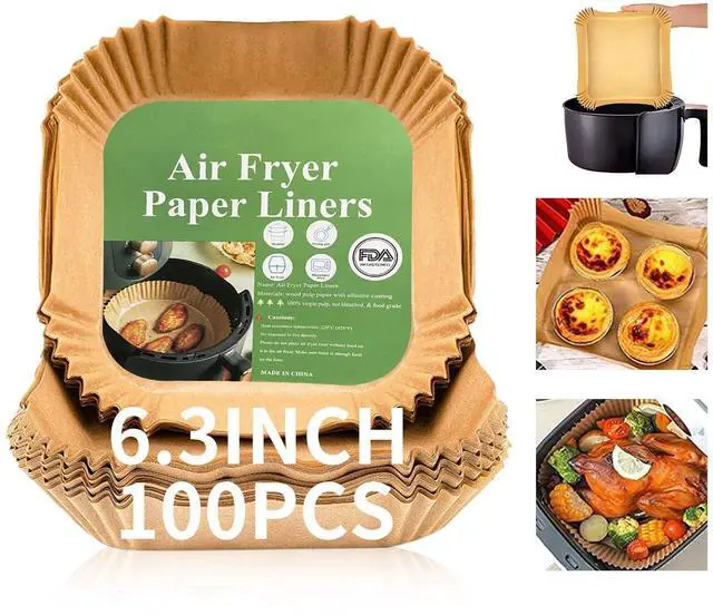 Main image of Air Fryer Liners Disposable Paper,100Pcs Parchment Paper Liners,Non Stick Airfryer Paper Liners,Food Grade Air Fryer Accessories WaterProof OilProof for Microwave Oven Steamer 6.3inch Square