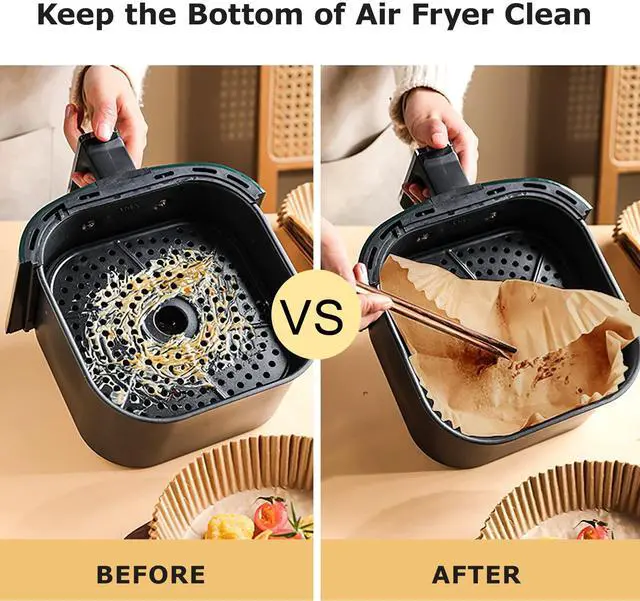 Alt view image 4 of 7 - Air Fryer Paper Liners Disposable - 100Pcs Parchment Paper Square, Water-proof, Oil-proof, Non-stick, Free of Bleach for Microwave, Airfryer Accessories (6.3 Inch)