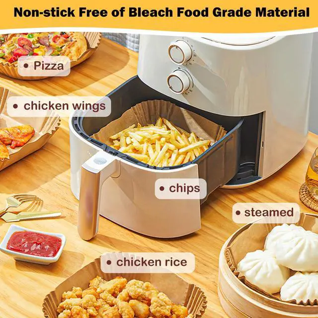 Alt view image 2 of 7 - 375Pcs Air Fryer Paper Liners, 8" Square Air Fryer Liners Disposable, Heavy-Duty Parchment Paper for 5-8 qt Airfryer, Non-Stick & Non-Leak Paper Liners for Oven Pan, Deep Fryer Parts & Accessories