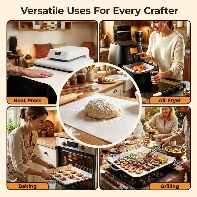 Alt view image 6 of 7 - 3 Pack Non Stick PTFE Sheets 12 x 16" Heat Transfer Paper Reusable Heat Resistant Craft Mat