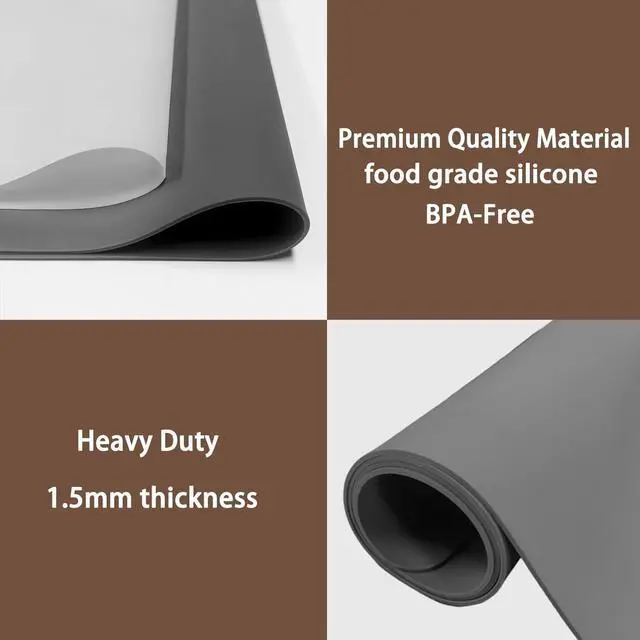 Alt view image 3 of 7 - 48''x32''(120cmx80cm) Extra Large Silicone Mat for Kitchen Counter, 1.5MM Thick Non-Slip Heat Resistant Countertop Protector, Waterproof Durable Kitchen Mat for Countertops, Semitransparent