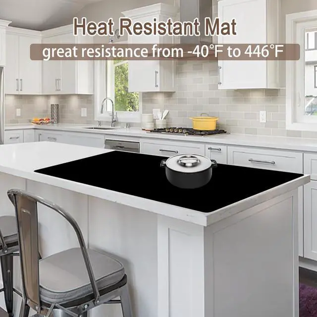 Alt view image 4 of 7 - 48''x32''(120cmx80cm) Extra Large Silicone Mat for Kitchen Counter, 1.5MM Thick Non-Slip Heat Resistant Countertop Protector, Waterproof Durable Kitchen Mat for Countertops, Semitransparent