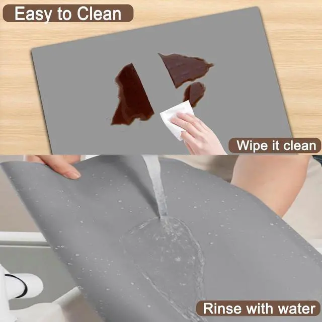 Alt view image 5 of 7 - 48''x32''(120cmx80cm) Extra Large Silicone Mat for Kitchen Counter, 1.5MM Thick Non-Slip Heat Resistant Countertop Protector, Waterproof Durable Kitchen Mat for Countertops, Semitransparent