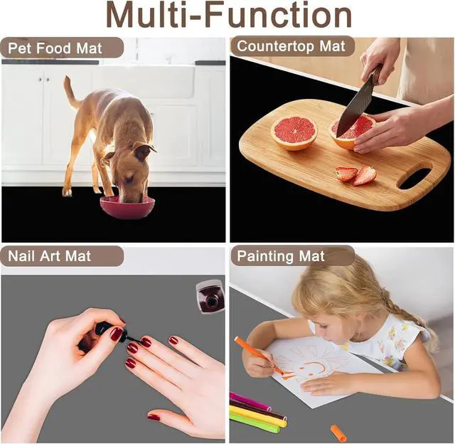 Alt view image 6 of 7 - 48''x32''(120cmx80cm) Extra Large Silicone Mat for Kitchen Counter, 1.5MM Thick Non-Slip Heat Resistant Countertop Protector, Waterproof Durable Kitchen Mat for Countertops, Semitransparent