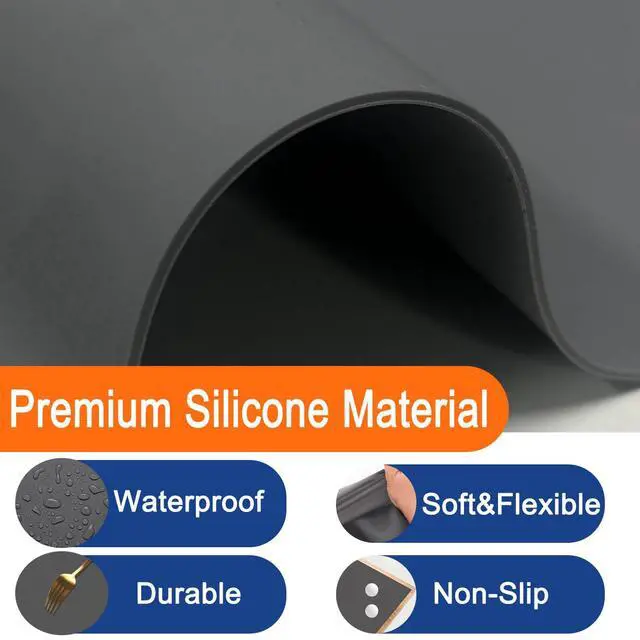 Alt view image 4 of 7 - 120"x24''(305cmx60cm) Extra Large Silicone Mat for Kitchen Counter, Heat Resistant Countertop Protector, Non-Slip Waterproof Kitchen Island Mat, Easy to Clean, Semitransparent