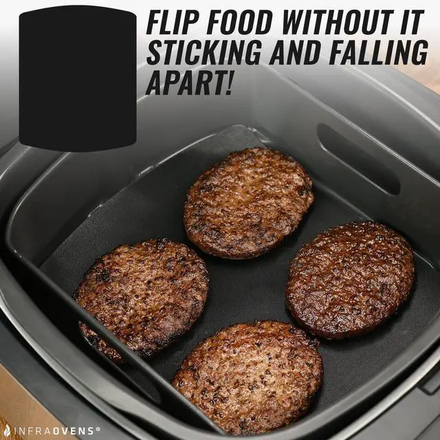 Alt view image 5 of 6 - Air Fryer Reusable Liner Accessories for Ninja Foodi Grill 5-in-1 AG301, 4qt Ninja Foodi Accessories, Heat Resistant Liners, Food Safe, Easy Clean Silicone Mat by INFRAOVENS