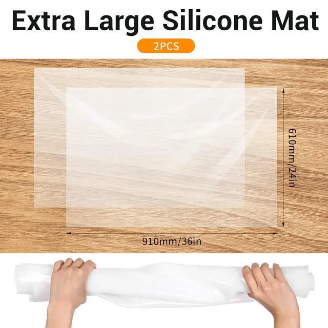 Alt view image 2 of 7 - 2 Pack Extra Large Silicone Mat, 24 x 36 Inches Non-Slip Heat Resistant Table Protector Clear Silicone Mat for Kitchen Counter, Painting, Clay, Projects, Arts and Crafts (Translucent)